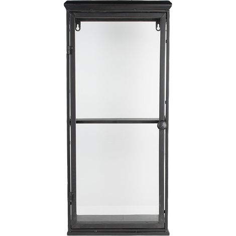Vitrine Murale Suspendue de Style Industriel en Fer et Verre Noir 31 x 21 x 70 cm - PANGIVO (1/4)