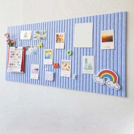 Bacheca decorativa pieghevole in feltro con nastro adesivo per esporre foto, ideale per scuola, casa e ufficio (azzurro chiaro) (1/4)