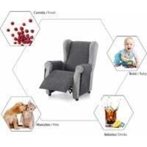 Housse pour fauteuil inclinable une place avec dossier rembourré. Matelassage double face. Couleur : Gris - 55 x 196 cm (1/3)