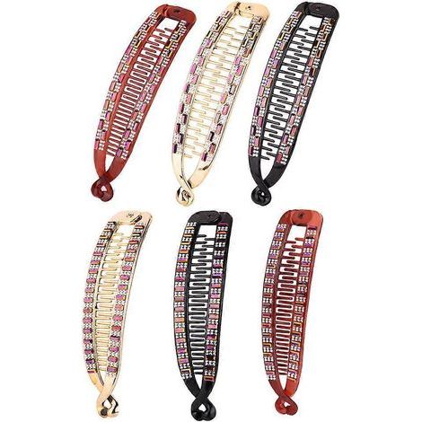 Set mit 6 Strass-verzierten Haarspangen, Haaraccessoires (zufällige Ausführung) – 15 x 3 x 0,5 cm (1/4)