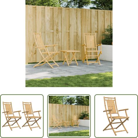 Chaise pliable - Chaises pliables de jardin lot de 2 53x66x99 cm bambou (1/5)