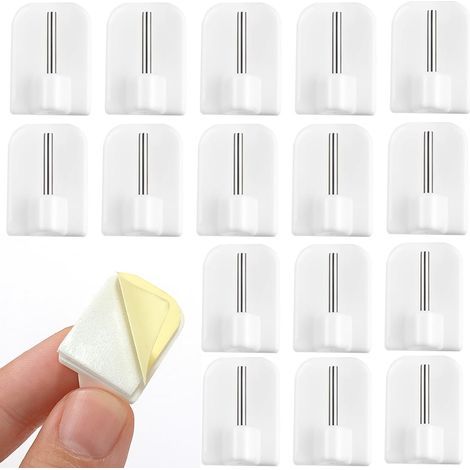 30 Pcs cochet ideau, accoche ideau sans pecage, Cochets Autocollants, Cochets Adhésifs, Suppots pou Tingles, Tingle sans Pecage Cochets Autocollants pou Baes de ideaux (1/3)