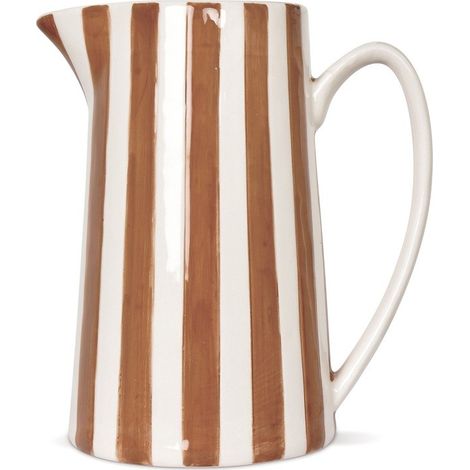 Pichet, carafe ou vase à rayures marron et blanches