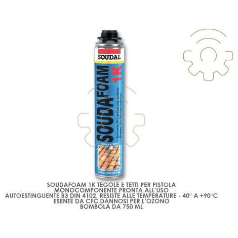 Mousse polyurA thane Soudal pour tuiles pour pistolet 750 ml - 40 + 90 C sans CFC