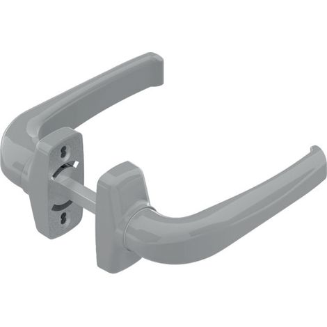 Béquille double Crystal argent RAL9006 pour portes en métal – Aluminium moulé – Installation simple – DS8000007