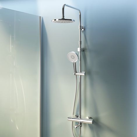 AM.PM Colone de Douche Thermostatique 38℃ avec Mitigeur Chrome Douche Set Robinet Baignore Thermostatique Système de douche Réglable en Hauteur (1/2)