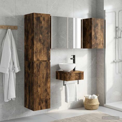 vidaXL Bathroom Furniture Set 5 pcs Smoked Oak (1/5)