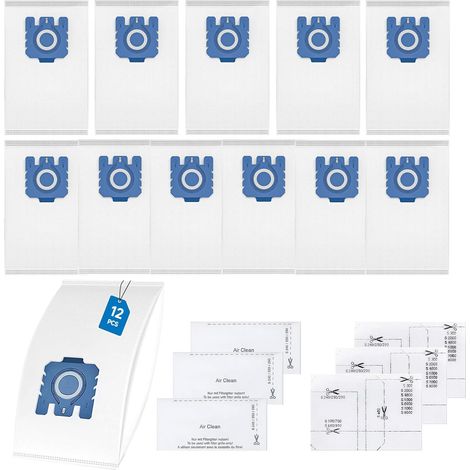 Set di 12 sacchetti per aspirapolvere per Miele GN 3D Complete C3 C2 Classic C1 Sacchetti di ricambio per aspirapolvere Miele serie S2000, S5000 e S8000 con 6 filtri Accessori 9917730 (1/5)