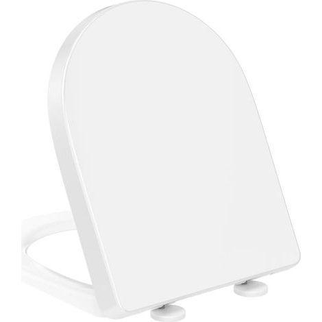 1 - Abattant WC - Lunette Toilette - Forme D Allongée Avec Frein De Chute Et Charnière Métallique Pour Salle De Bain Blanche 45x36,1x5 Cm (1/5)
