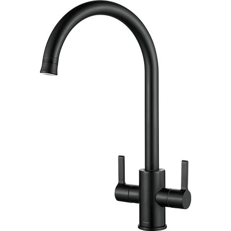 Ibergrif M22140B Rubinetto Lavello Cucina Nero, Miscelatore Cucina con Beccuccio di Comfort, Miscelatore Lavello Cucinacon Spray a Due Funzion, Rotazione a 360°, Cromo (1/4)