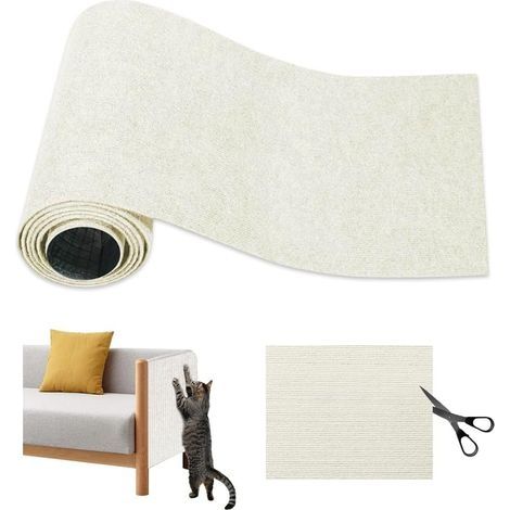 Protection anti-griffures pour canapé pour chat, protection anti-griffes pour canapé pour chat, protection anti-griffures pour chat - 40 × 200 cm blanc cassé (1/5)