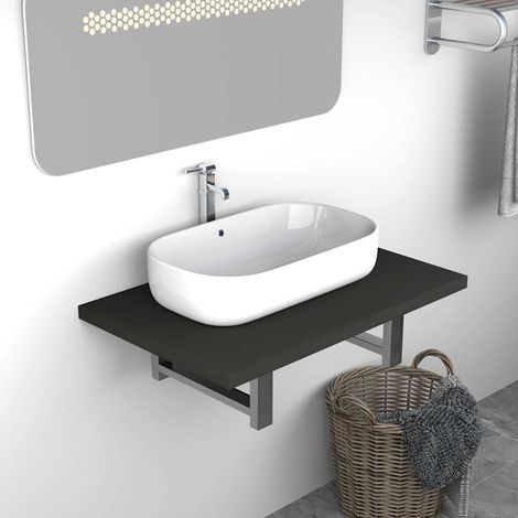 vidaXL Meuble de salle de bain Gris 60x40x16,3 cm (1/5)