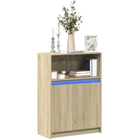 Aparador con LED madera de ingeniería roble  72x34x100 cm