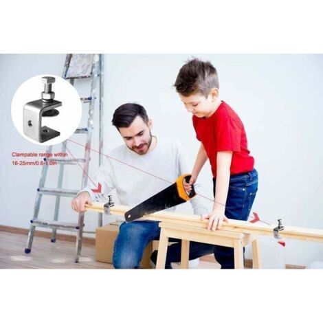 NALOOKAMIC 6 Pièces Serre-joints en C Robustes en Acier Inoxydable 304, Pince Fixation Travail Bois, large Ouverture de Mâchoire Tigre Pince, pour Travail Bois Bricolage, Soudage