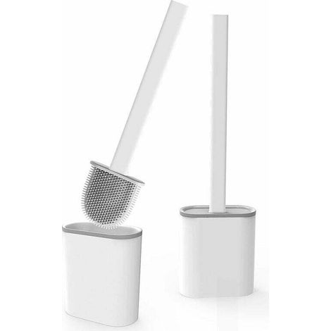 Brosse de Toilette, Balayette Suspendue, Brosse WC Suspendue en SiliCône Antibactérienne avec Support Hygiénique 2Pcs-Fei Yu