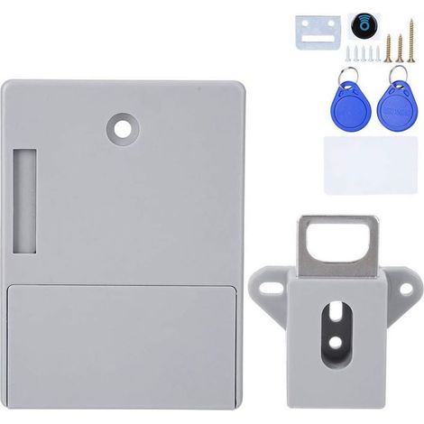 Serrure d'armoire Intelligente 125KHz, Ouverture de Carte RFID électronique pour bibliothèques de Sauna, usines et Bureaux de Garde-Robe - sans perceuse(Gris) (1/5)