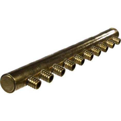 Collecteur 3/4" (20/27) Mâle-Bouchonné 10 piquages à glissement pour tube PER diamètre 16 compris 10 bagues de 16 (1/5)