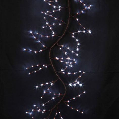 Branche décorative de Noël lumineuse 1,80 m LED blanc froid - aspect bois (1/2)