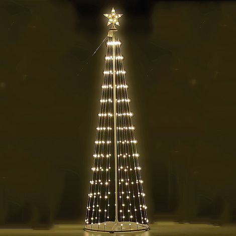 Albero di Natale cm 240 bianco caldo alimentato con pannello solare o corrente con 290 Luci Micro LED esterno o interno (1/5)