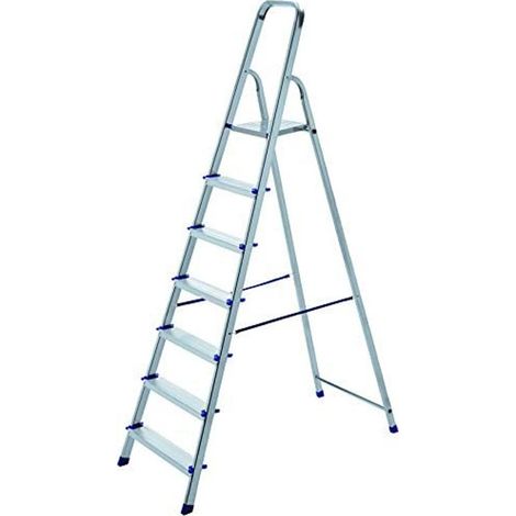 TrAdE Shop Traesio - Scala Scaletta Pieghevole 7 Gradini Antiscivolo Scaletto In Alluminio Max 150kg -