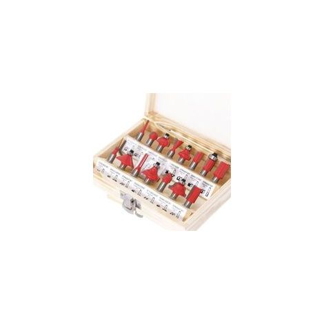 Coffret 15 Fraises Defonceuse 6mm Carbure Tungstène Professionnel Boîte Incluse