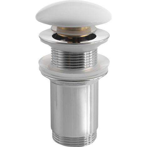 Sapho - Válvula fija para lavabos sin rebosadero, Click Clack, blanco AR900 (1/4)