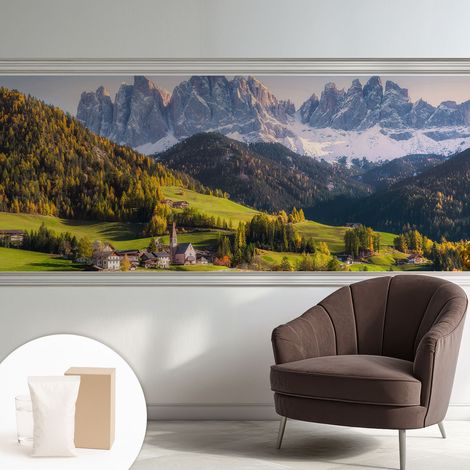Papier peint intissé décoratif avec motifs pour salon et chambre a motif - Colle incluse gratuite Paysage de montagne 250x104 cm (1/5)