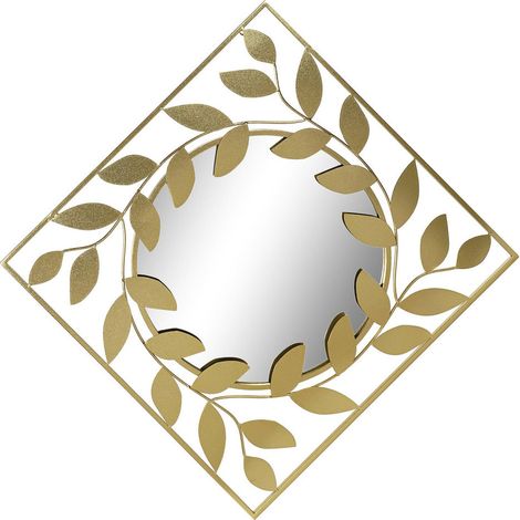 Miroir contemporain doré à motif laurier élégant - Doré laurier contemporain élégant (1/3)