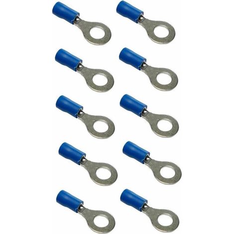– Lot de 10 cosses pré-isolées mâles rondes à œillet 6mm bleu – Connexion sécurisée pour fils 0,5mm² à 2,5mm² – Pour tracteurs, tondeuses, voitures, motos