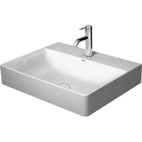 Duravit DuraSquare - Lavabo 60x47 cm, con 1 orificio para grifería, DuraCeram, con WonderGliss, blanco alpino 23536000411 (1/5)