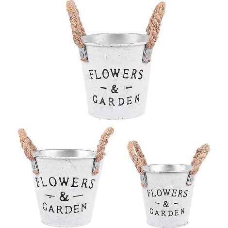 Lot de 3 pots de fleurs en tôle de fer (1/3)
