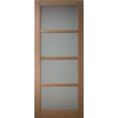 Porte Coulissante En Hetre 4 Vitrages H204 X L63 Cm Gd Menuiseries