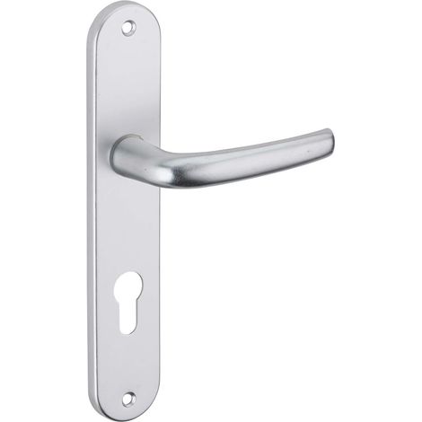 Ensemble Poignées Porte Entrée - 1 Paire - Aluminium Anodisé Gris - Carré 7mm Entraxe 195mm - Résistant et Moderne - Pour Maison et Appartement (1/3)