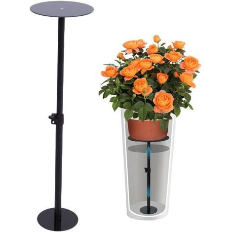Pair - Rehausseur de plantes à hauteur réglable pour pots intérieurs, en acier au carbone, pour pots coniques hauts d'intérieur et d'extérieur (longueur : 43 à 81 cm). (1/5)