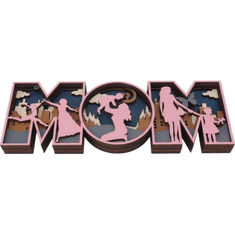 Lettre décorative en bois, forme exquise et élégante, tableau « Maman », décorations pour la fête des mères L (1/5)