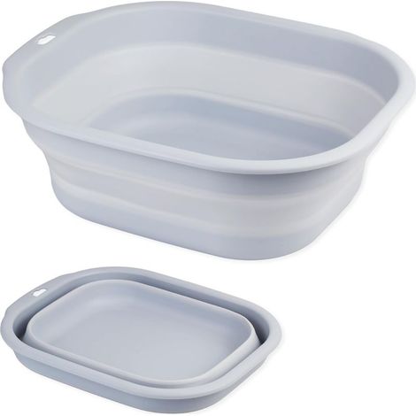 Ensemble lavabo pliable, 2 pièces, lavabos pliables de petite à moyenne taille, lavabos portables en plastique (bleu clair) (1/5)