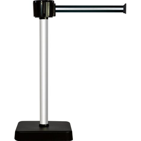 Poteau alu anodisé à sangle grande longueur noir/argent 12m x 50mm sur socle mobile - 2810135 (1/2)