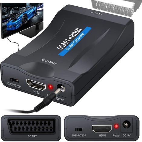 Adaptador convertidor de imagen y sonido de SCART/Euro a HDMI (1/5)