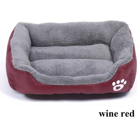 Couchage Panier Chien Chat Corbeille Coussin Rond Hiver Chaud en Peluche Lit Animal - Win Rouge 68x55x16cm (1/4)