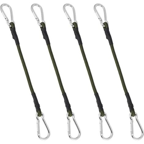 Sandows élastiques 30 cm avec mousquetons, lot de 4, pour camping, bagages, tentes et cordes de fixation (1/5)