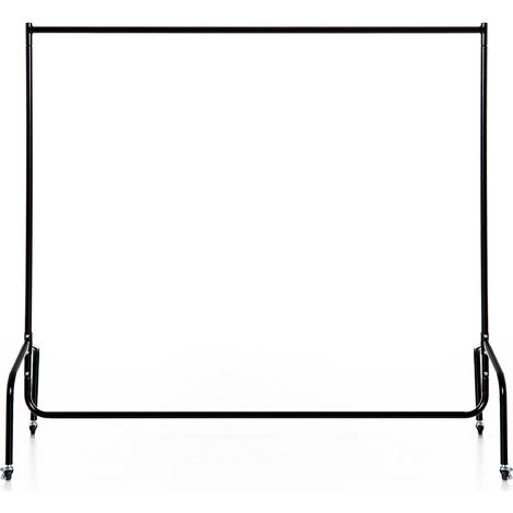 Portant à Vêtements avec Roulettes Tringle a Vêtement solide Charge 140 Kg 150 x 60 x 170 cm Porte-Manteau en acier noir