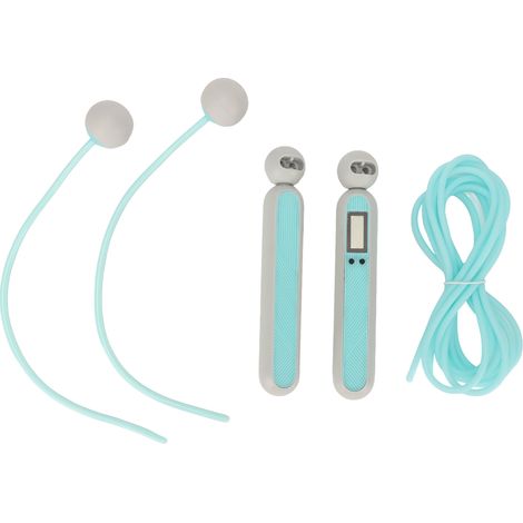 Corde à sauter intelligente sans fil, comptage numérique, ajustable, lestée, rotation 360°, bleue, fitness cardio (1/5)