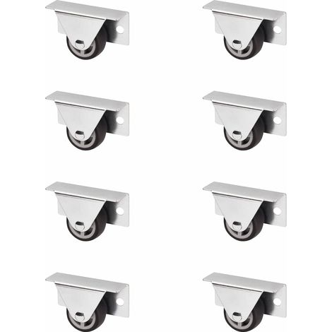 Lot de 8 Roulettes caissons TRIER (Ø 30 mm, pour montage latéral, gris foncé) roulette fixe Idéale pour les caissons de lit et les tiroirs au sol (1/5)
