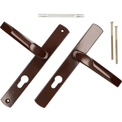 Paire de poussoirs 72 mm avec long bouclier marron pour cylindre profilé moderne universel (1/5)