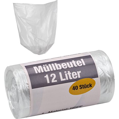 KesTek Müllbeutel Abfallbeutel Müllsäcke 12L Transparent 40 Stück HDPE (1/3)
