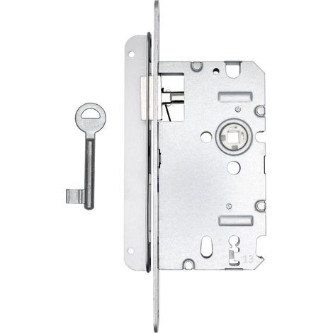 Serrure à encastrer Alsace Gauche à Clé - 67585/SC-G - Axe à 55 mm, Entraxe 72 mm, Carré de 8 mm, 1 Clé incluse, Gris (1/5)