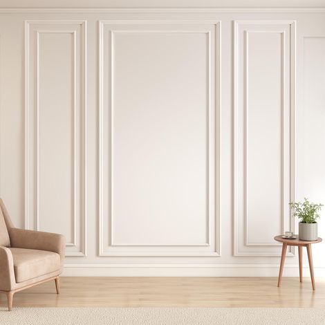 Kit de moulures murales à coller et décoller de 6 cadres bilinéaires séparés, moulures prédécoupées prêtes à l’assemblage, panneaux de boiserie 3D pour décor mural intérieur salon chambre à (1/5)