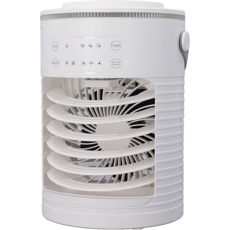 Climatiseur portable avec ventilateur, LED 7 couleurs, 3 vitesses, 3 niveaux de brumisation et minuterie, idéal pour la chambre, le bureau et le camping (1/5)