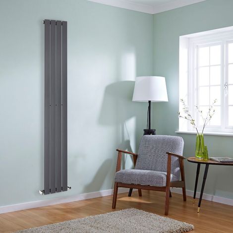 NRG Flat Panel Radiator Designer Column Bathroom Central Heating Anthracite Single 1800x272mm