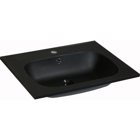 Vasque à encastrer en résine effet pierre - Noir - L60 x l46 cm - OKIWA